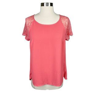 LC Lauren Conrad Pink Lace Blouse - Size Medium